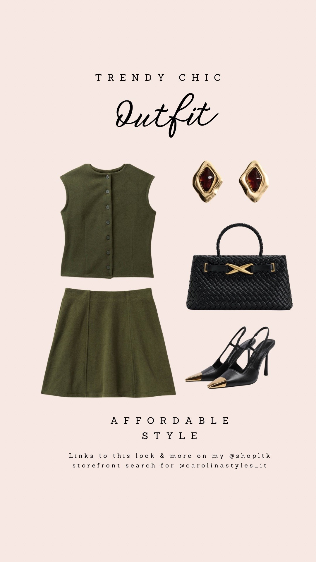Olive green vest and skirt paired with trendy heels, bag, and statement earrings! A mix of target and Amazon so very affordable and chic! Perfect for a dinner, date, or work function! Classy & sophisticated ✨ 

Skirt and top are on sale for Black Friday! 

#LTKCyberWeek #LTKootd #LTKSaleAlert