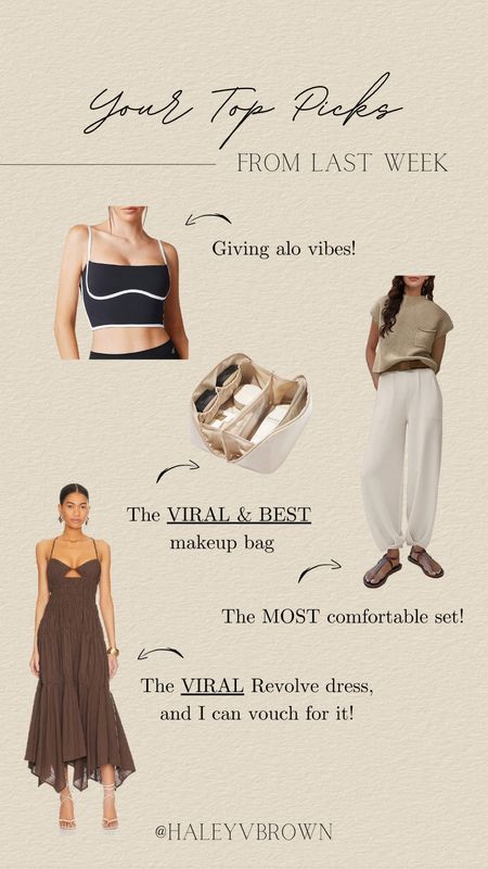 Free People Set, Free People Dupe, Makeup Bag, alo top, Revolve Dress, Date Night Outfit, Brown Dress, Workout Top, Neutral Outfit

#LTKFind #LTKstyletip #LTKbeauty