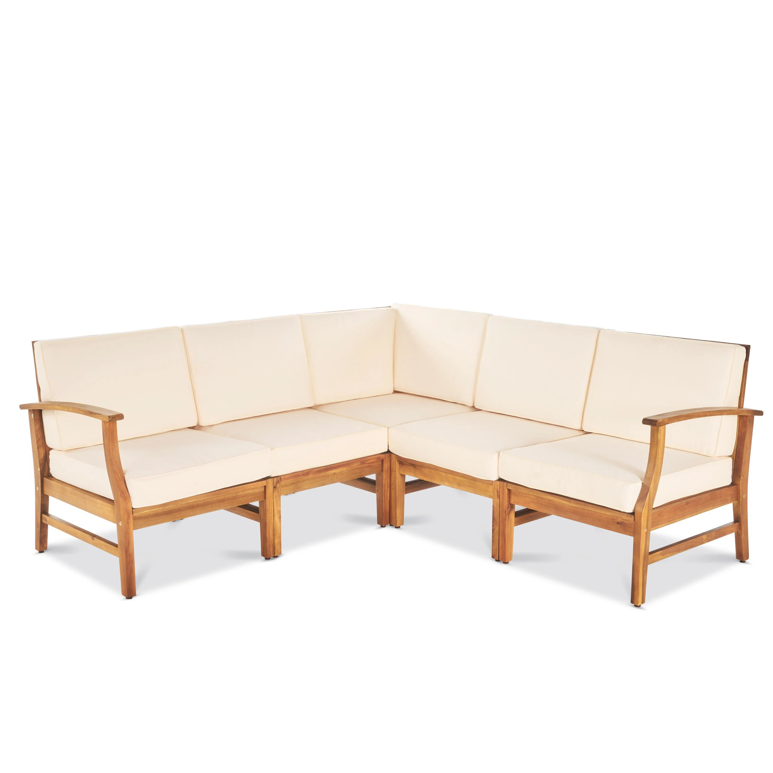 Bevelyn 77.75'' Wide L-Shaped Acacia Patio Sectional with Cushions | Wayfair North America