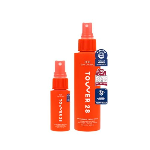 Tower 28 SOS Daily Rescue Facial Spray - Hypochlorous Acid Face Spray for Sensitive, Blemish-Prone Skin - Helps Soothe the Look of Irritated Skin - Face Toner Duo, Full + Travel Size (2 Count) | Amazon (US)