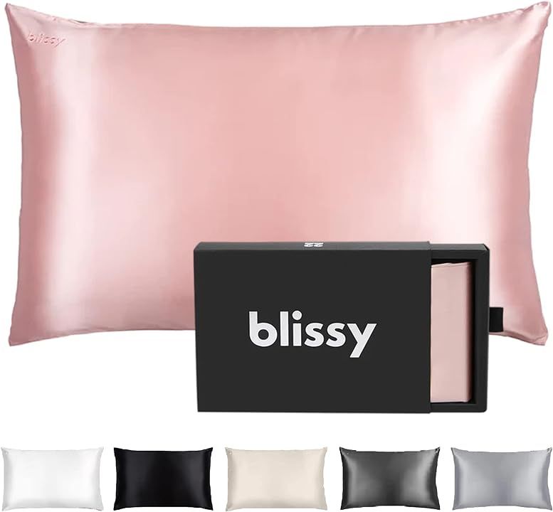 Blissy Silk Pillowcase - 100% Pure Mulberry Silk - 22 Momme 6A High-Grade Fibers - Satin Pillow Cover for... | Amazon (US)