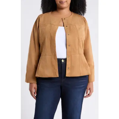 Wit & Wisdom Peplum Jacket in Oxblood at Nordstrom, Size 1X | Nordstrom