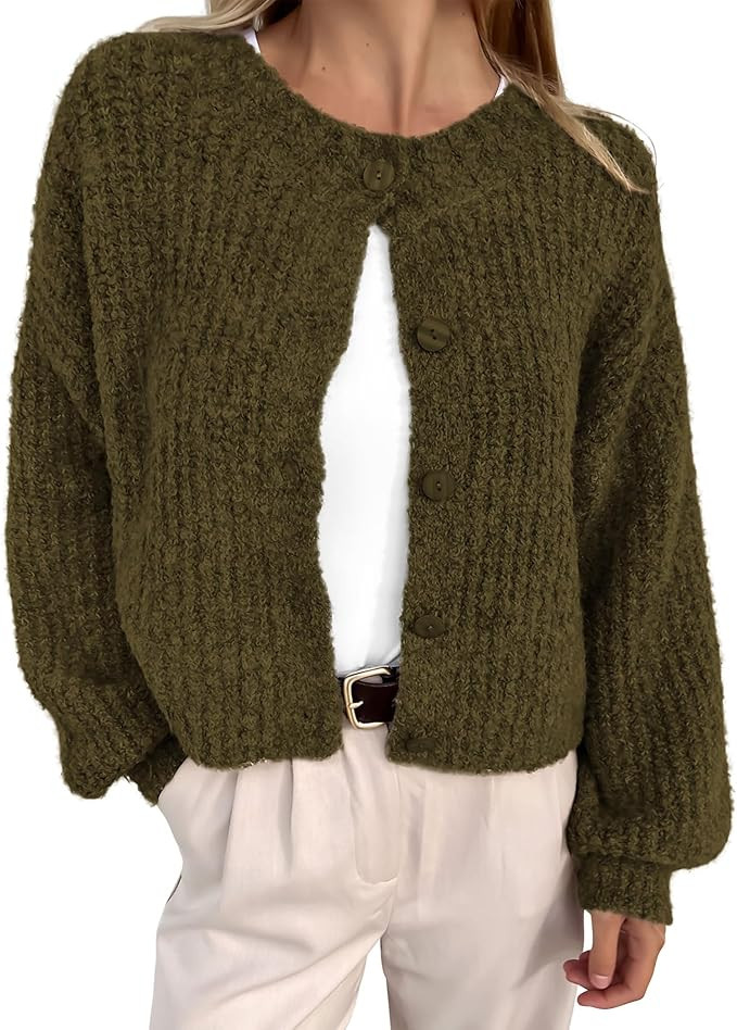 BTFBM Cardigan Sweaters for Women Fall 2025 Long Sleeve Button Down Soft Loose Chunky Knit Outwea... | Amazon (US)