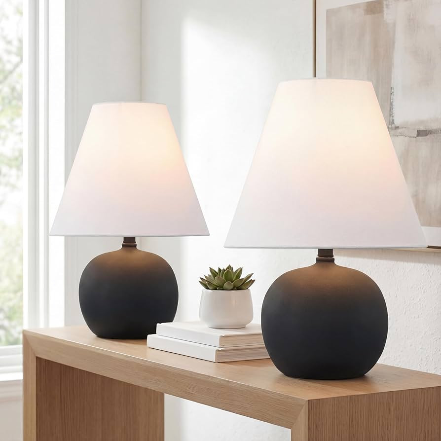 JONATHAN Y 18.25" Matte Black Modern Gourd LED Table Lamp Set of 2 for Bedroom, Scandinavian Resi... | Amazon (US)