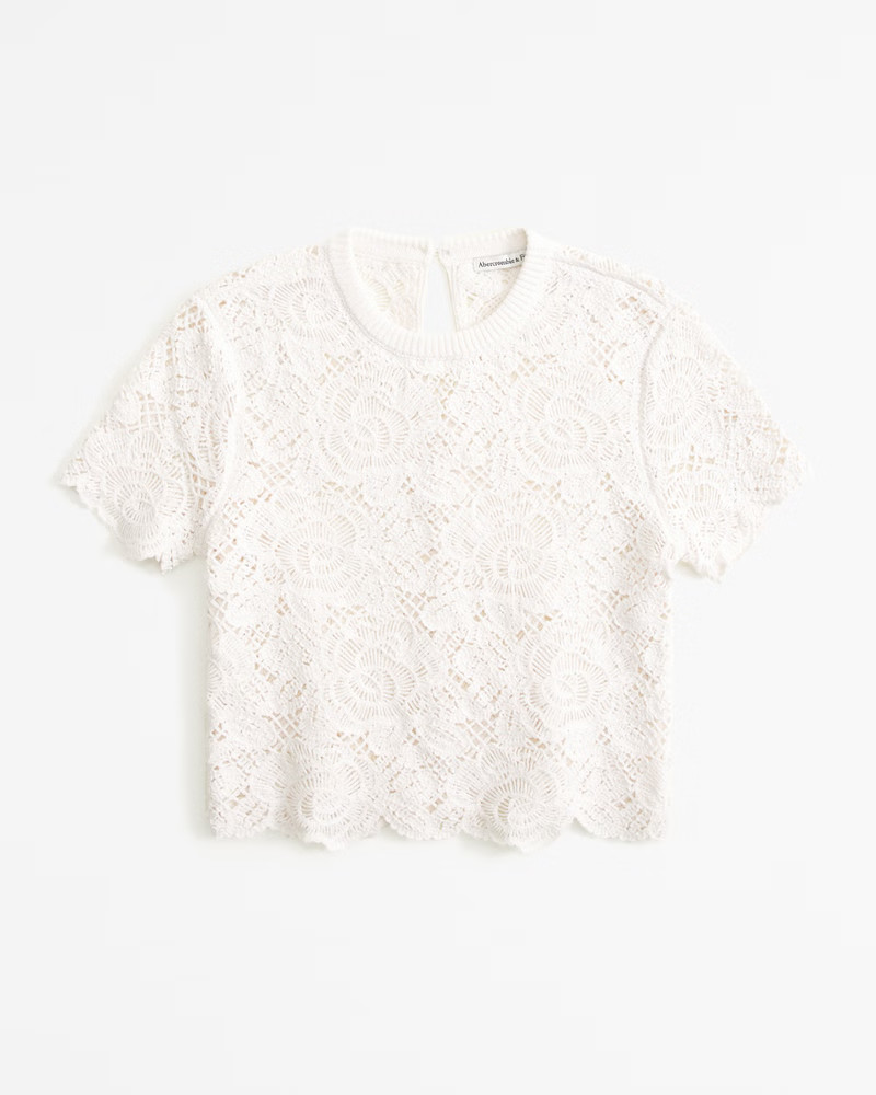 Crochet-Style Lacy Tee | Abercrombie & Fitch (US)