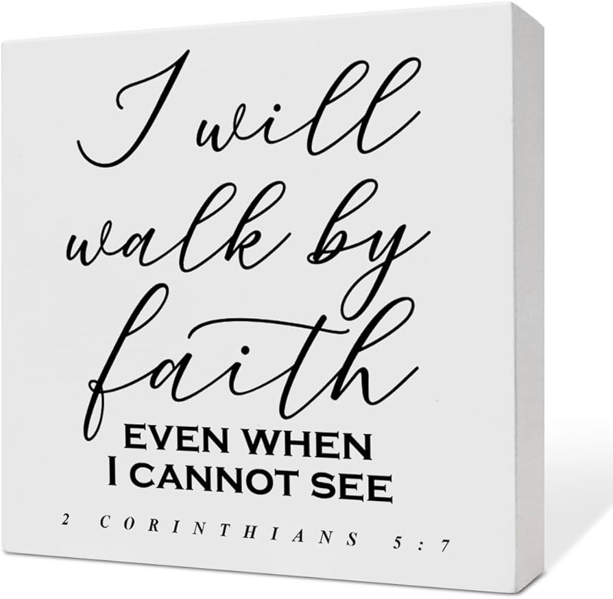 Christian Decor Wooden Box Sign, Christian Baptism Gifts for Women Men Faith, Religious Scripture... | Amazon (US)