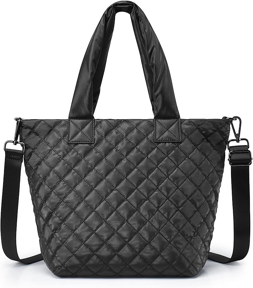 Quilted Tote Bag for women, Large Crossbody Bags for Women Waterproof Lightweight Quilted Tote Purse | Amazon (US)