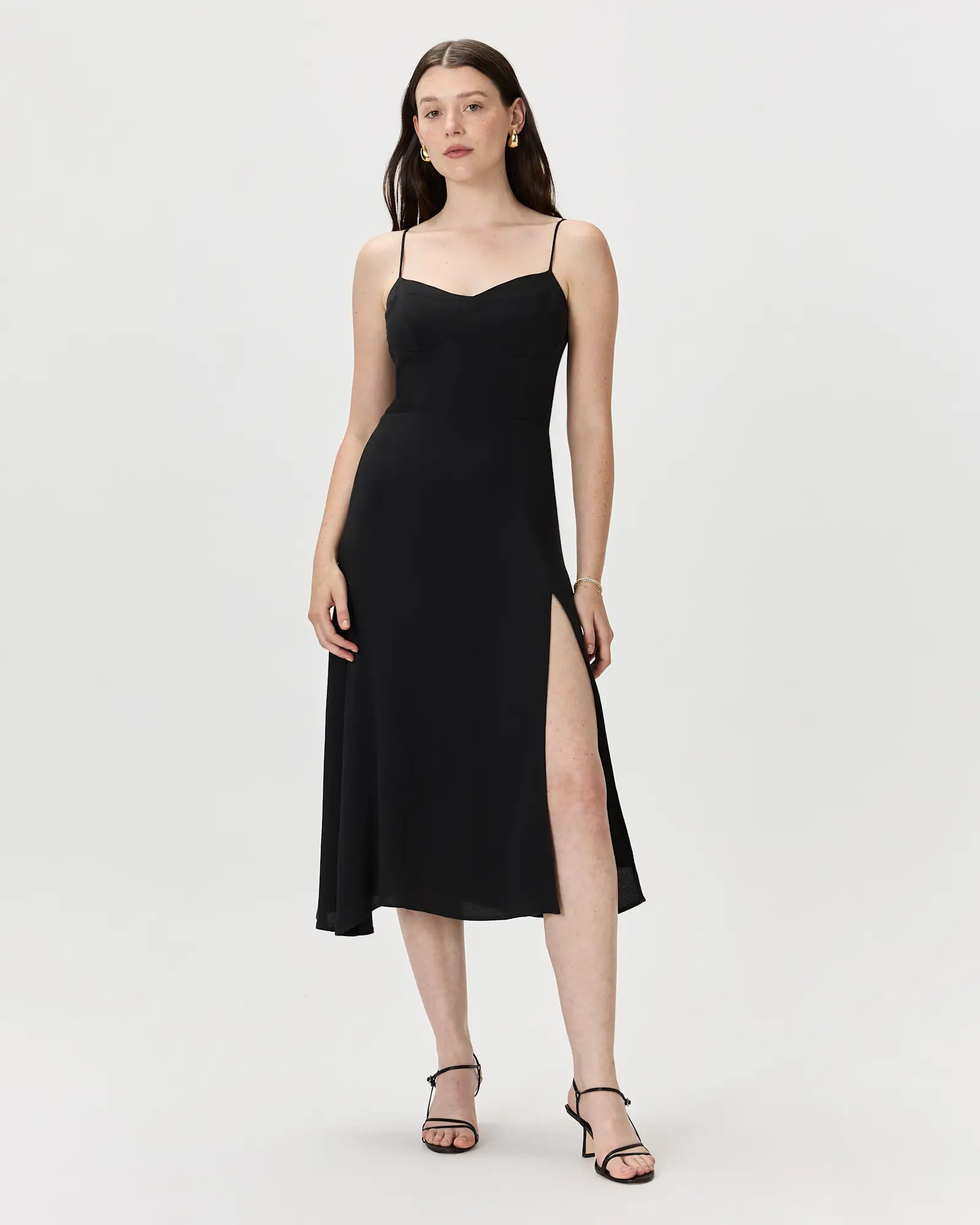 Lightweight Crepe Sweetheart Midi Dress | Quince