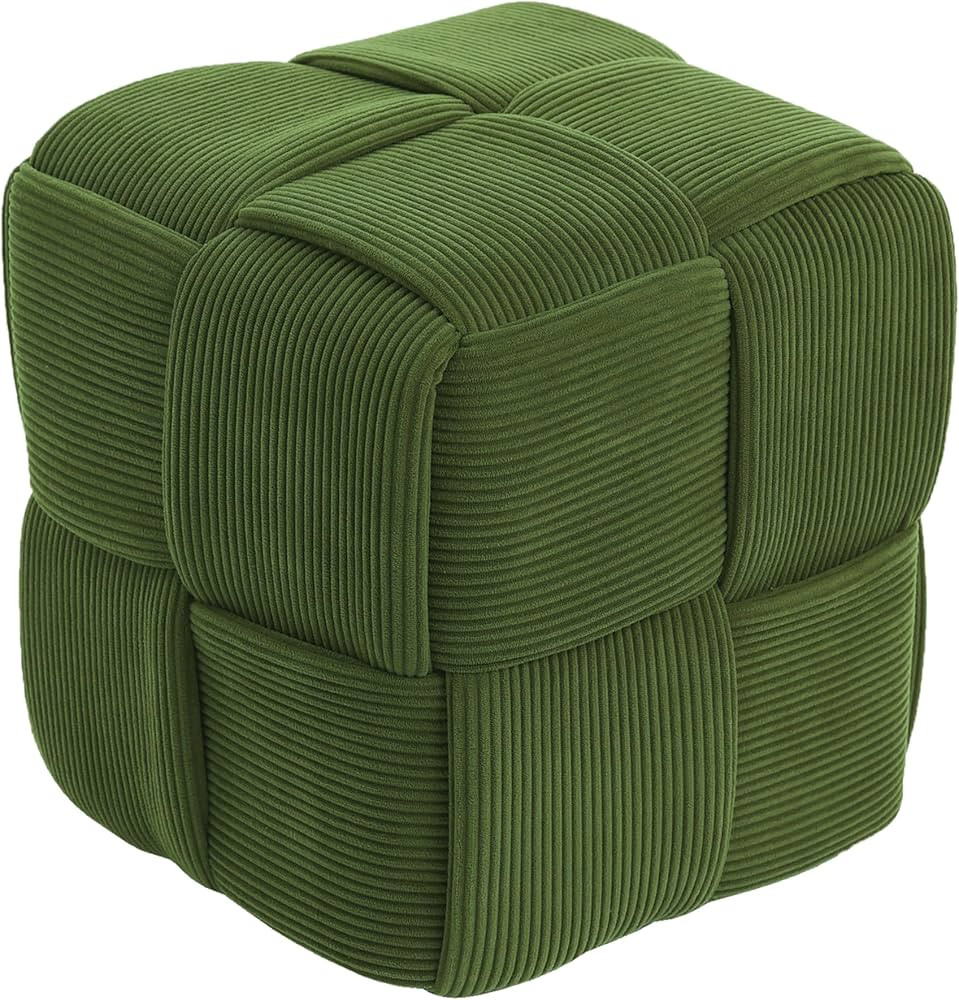 Ottoman Foot Rest Soft and Comfortable Ottoman Square Corduroy Woven Design Sofa Stool (Green) | Amazon (US)