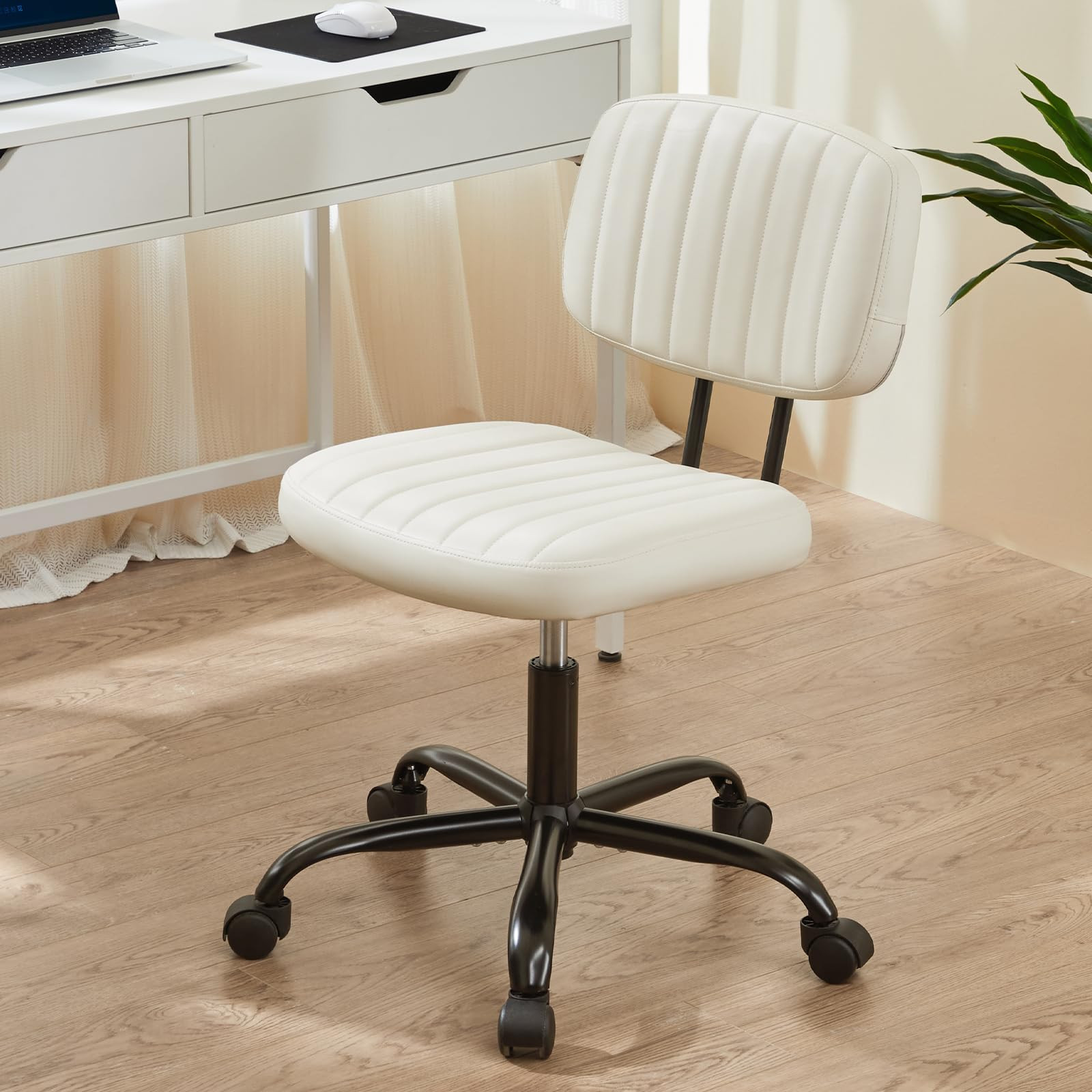Sweetcrispy Small Office Computer Desk Chair with Wheels and Lumbar Support, Comfy Cute Armlees P... | Amazon (US)
