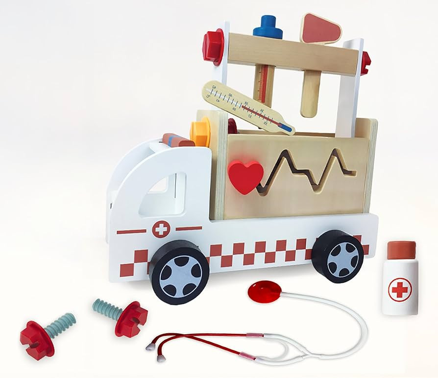 Brilliant Baby® Doctor’s Kit Ambulance | Toddler Learning Toy | Educational and Fun Wooden Amb... | Amazon (US)