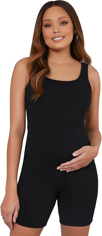 Floerns Women's Maternity Scoop Neck Sleeveless Tank Top Short Jumpsuits | Amazon (US)
