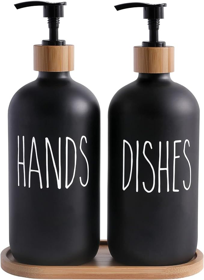 Amazon.com: MOMEEMO Glass Soap Dispenser Set, Contains Glass Hand Soap Dispenser and Glass Dish S... | Amazon (US)