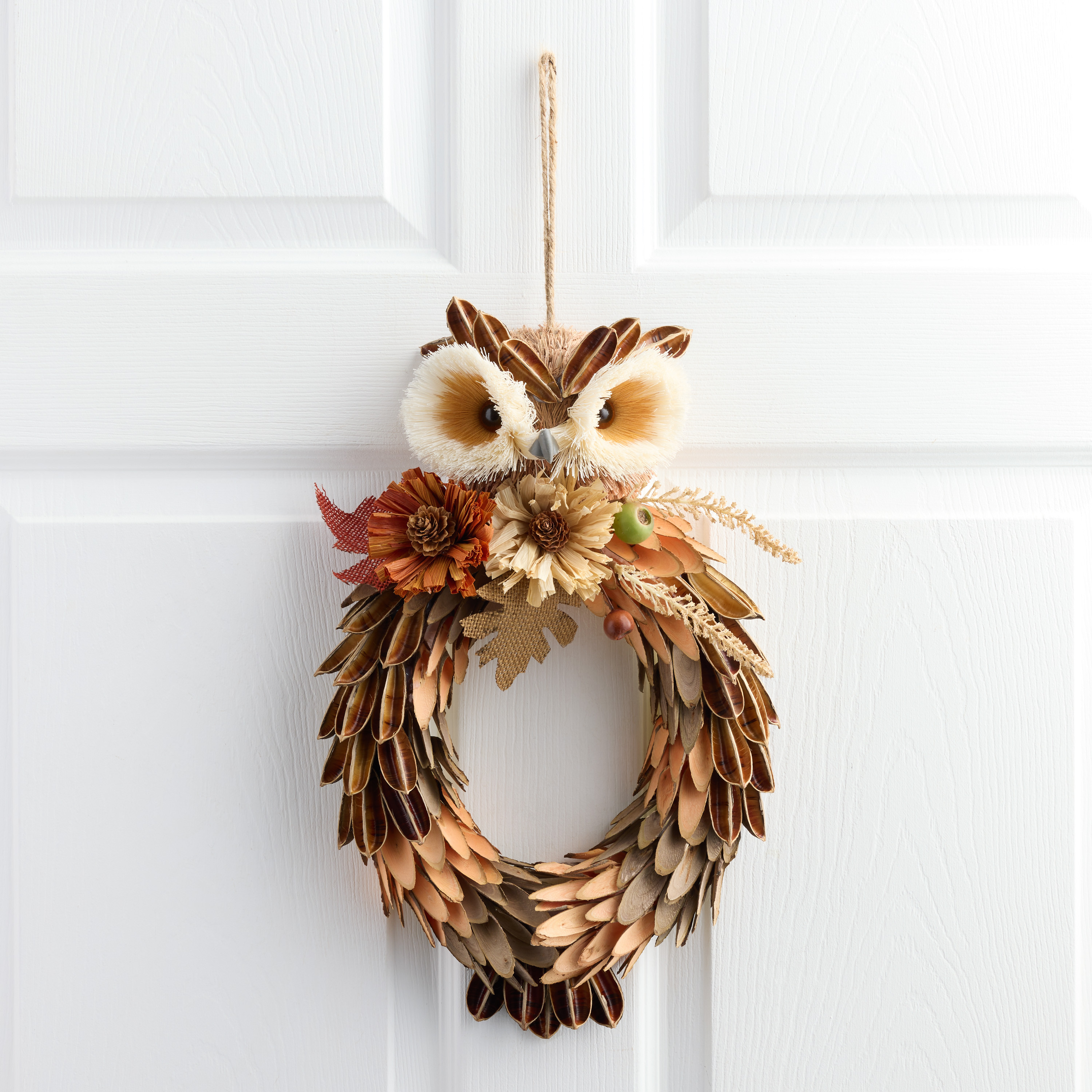 Oval Harvest Owl Wood Curl Wreath | World Market