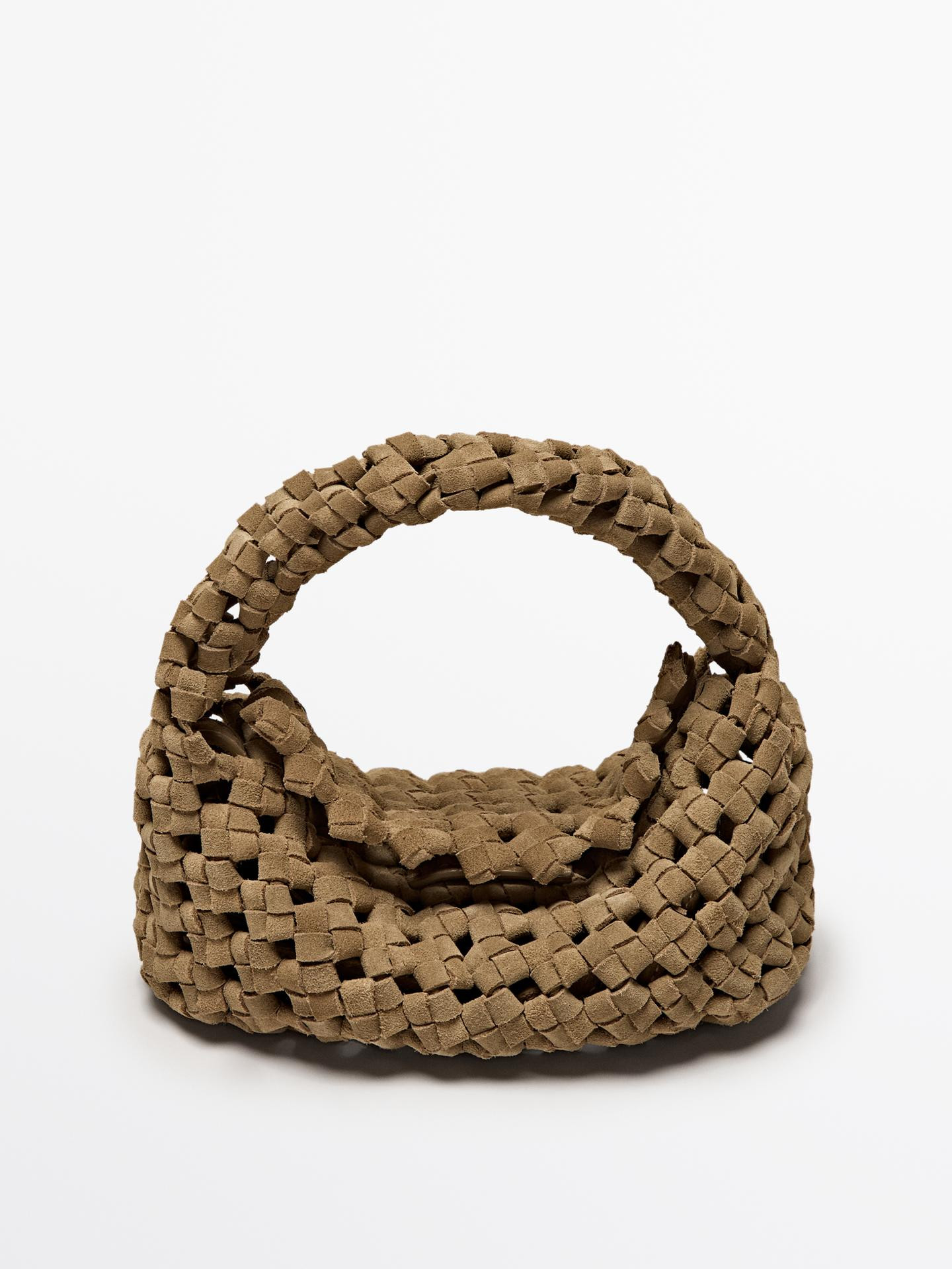Split suede braided mini bag | Massimo Dutti US