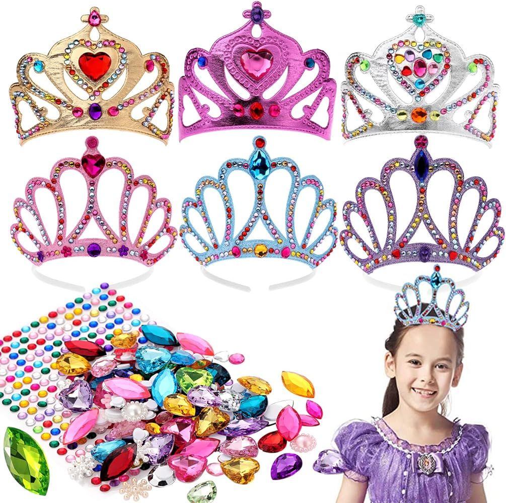 DIY Party Crowns Foam Kids Tiaras Make Your Own Crowns with Jewel Stickers Party Favors for Kids ... | Amazon (US)