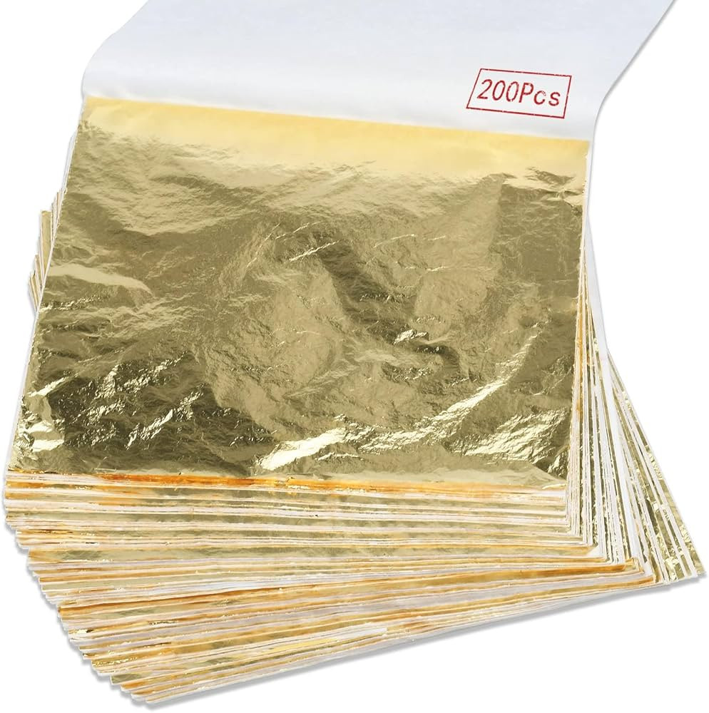 200Pcs Gold Leaf Sheets Gold Foil Sheets for Gilding Crafting, Art & DIY Projects, Picture Frames... | Amazon (US)