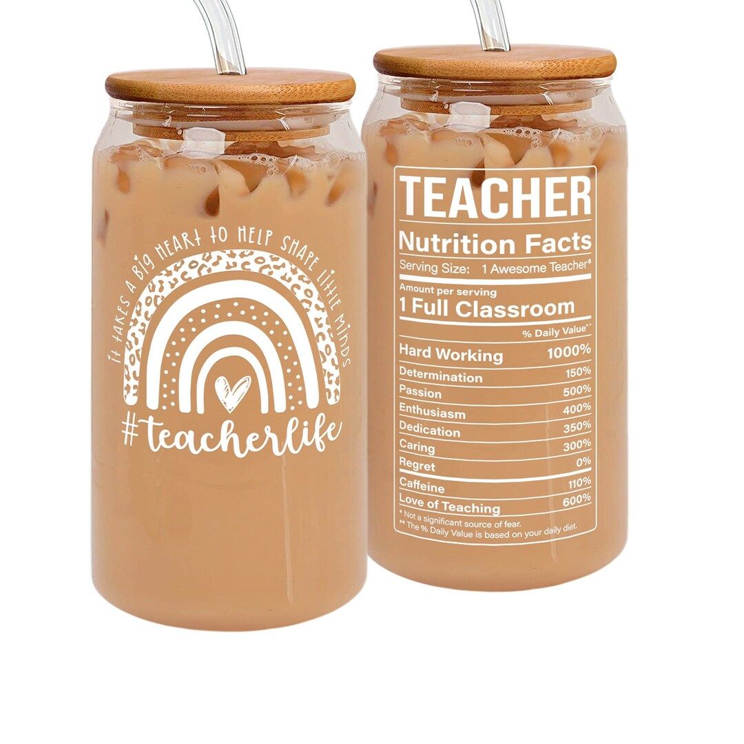 Teacher Gifts For Women, Teacher Iced Coffee Glass, It Takes A Big Heart, Teacher Appreciation Gi... | Etsy (US)