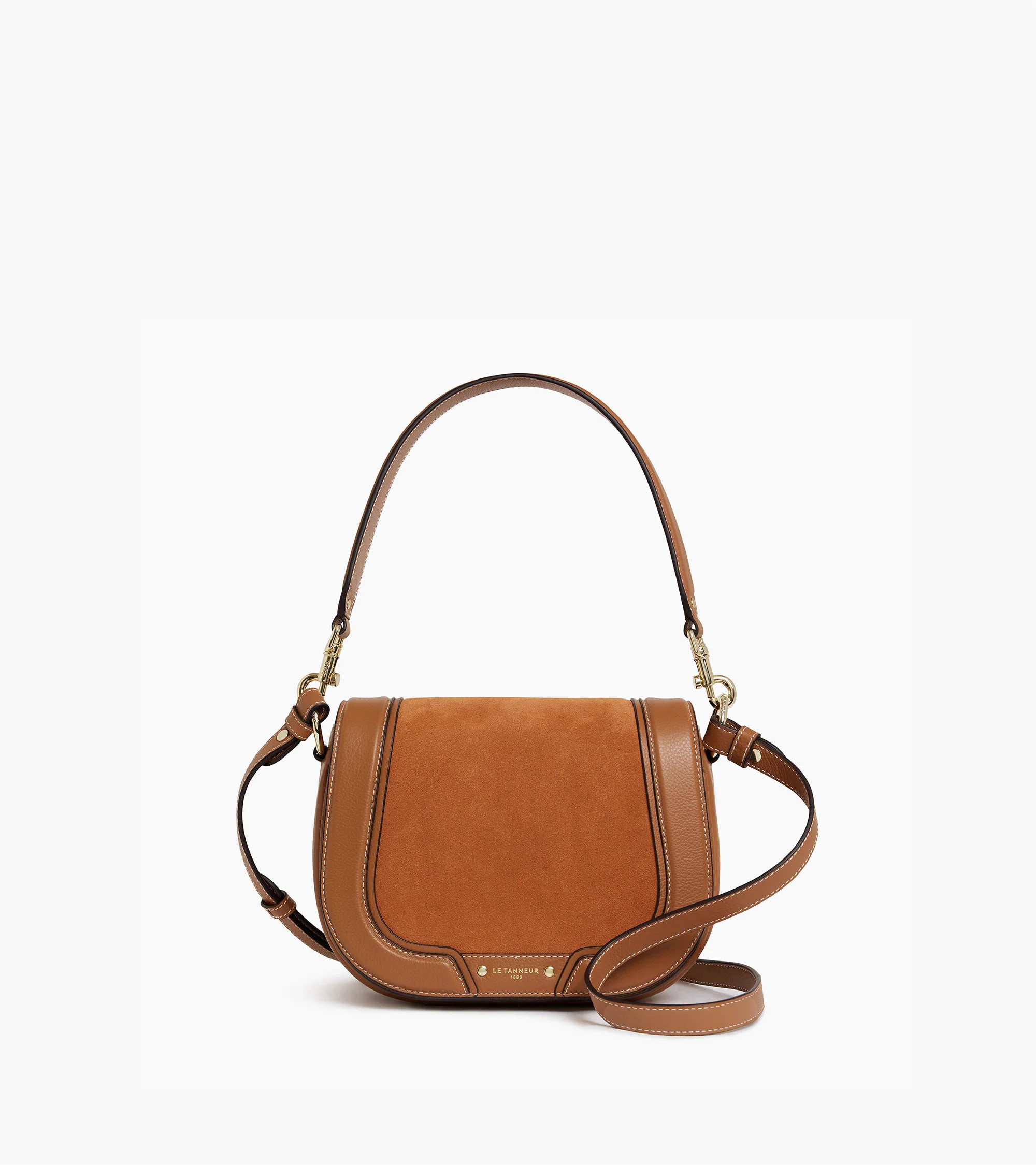 Ella medium crossbody bag in grained leather and nubuck | Le Tanneur