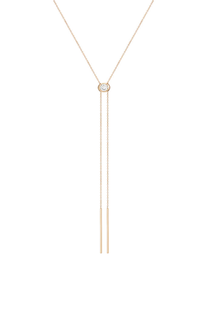 Aurate x Frye: Lab Grown White Sapphire Bolo Necklace | AUrate New York