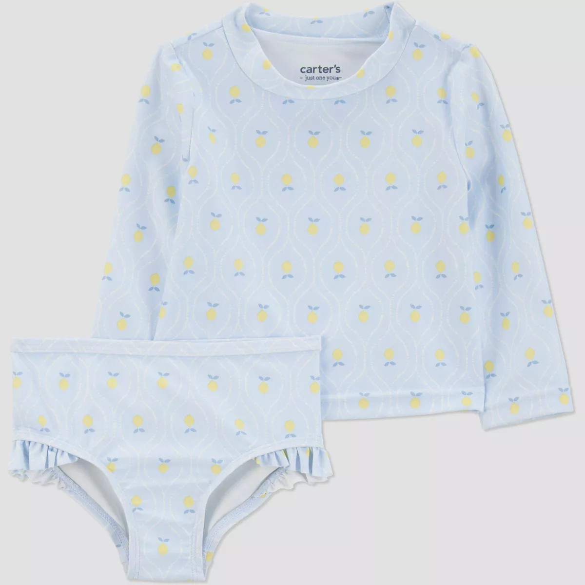 Carter's Just One You® Baby Girls' Long Sleeve Lemon Printed One Piece Rash Guard Set - Yellow/B... | Target