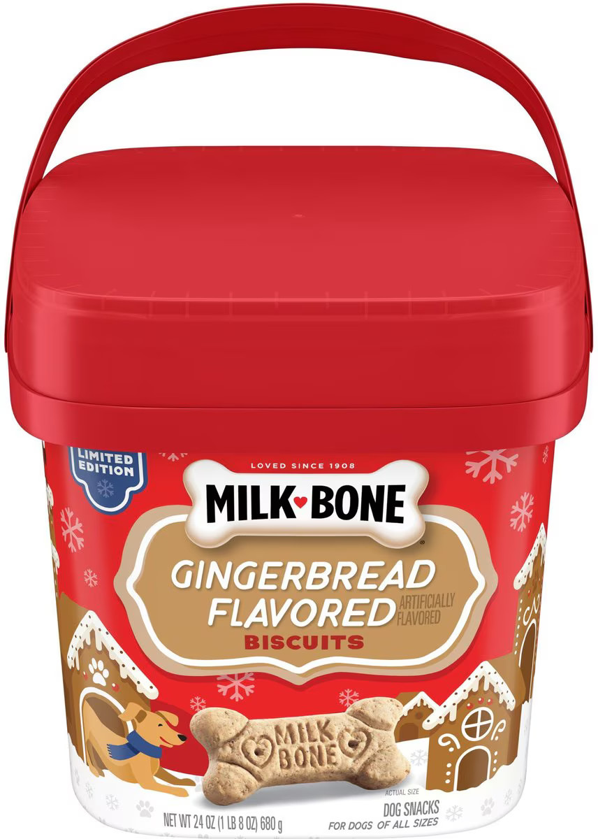 Milk-Bone Gingerbread Flavored Dog Biscuits, 24-oz pail | Chewy.com