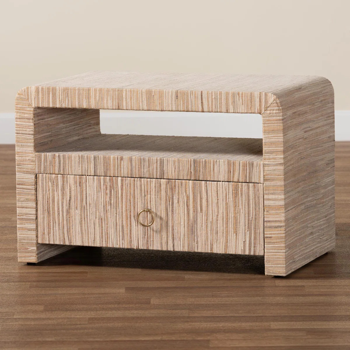 Bali & Pari Hannah Bohemian Woven Grasscloth 1-Drawer Nightstand | Wayfair North America