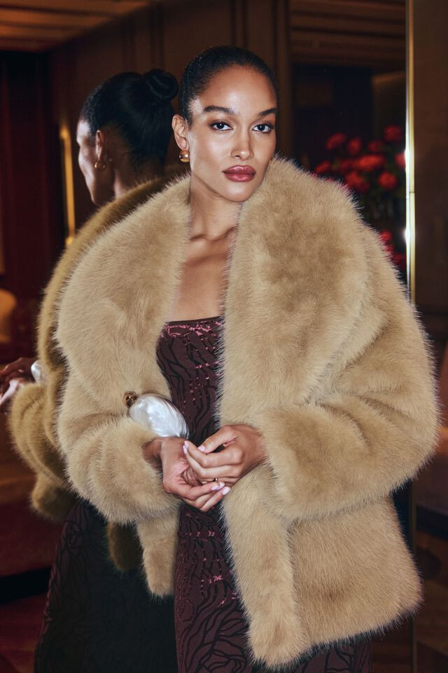 Faux Fur Midi Jacket | Dynamite Clothing