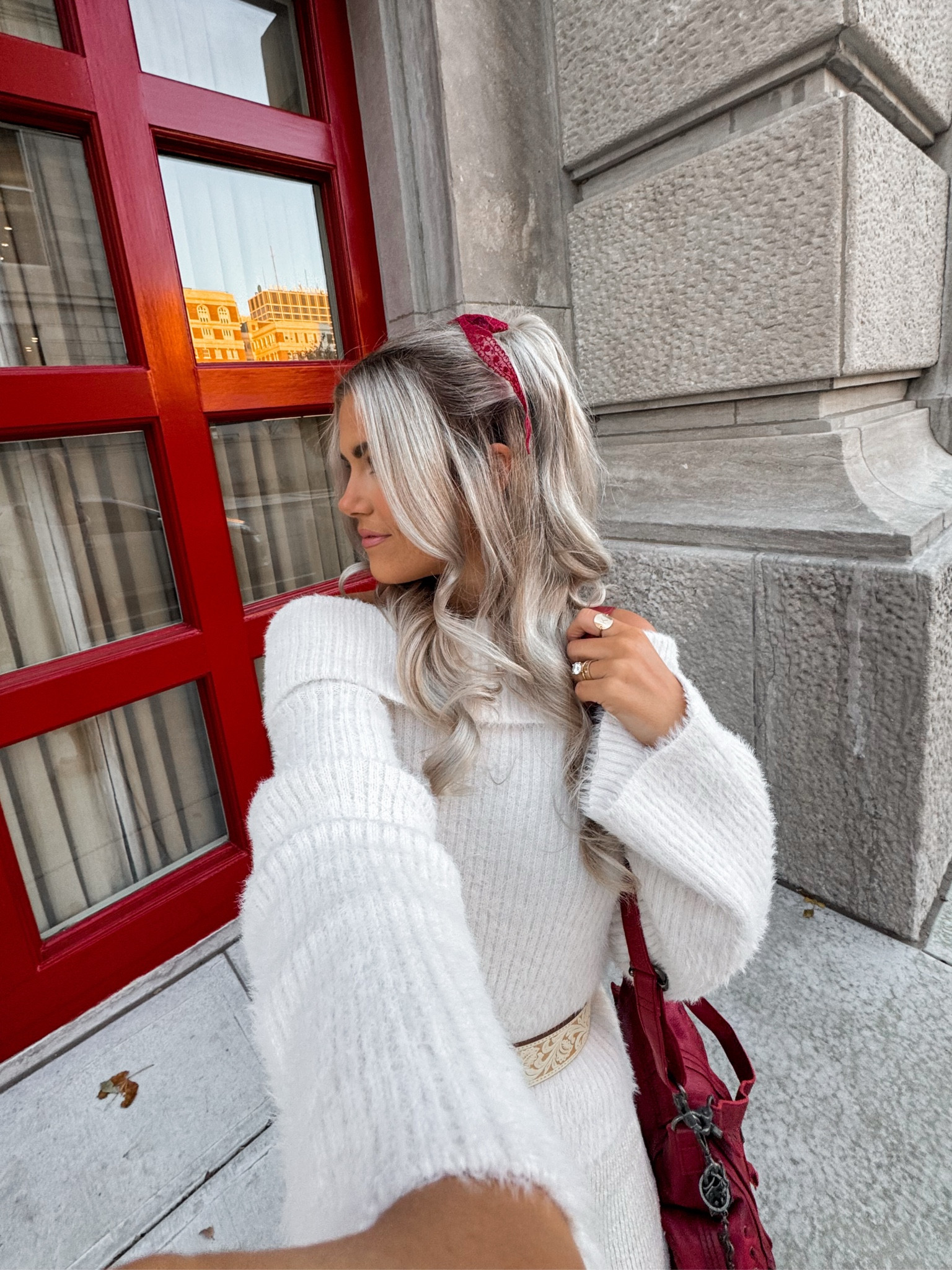 holiday look that’s about all  the accessories🧣size small in top and skirt 

#LTKCyberWeek #LTKStyleTip #LTKHoliday