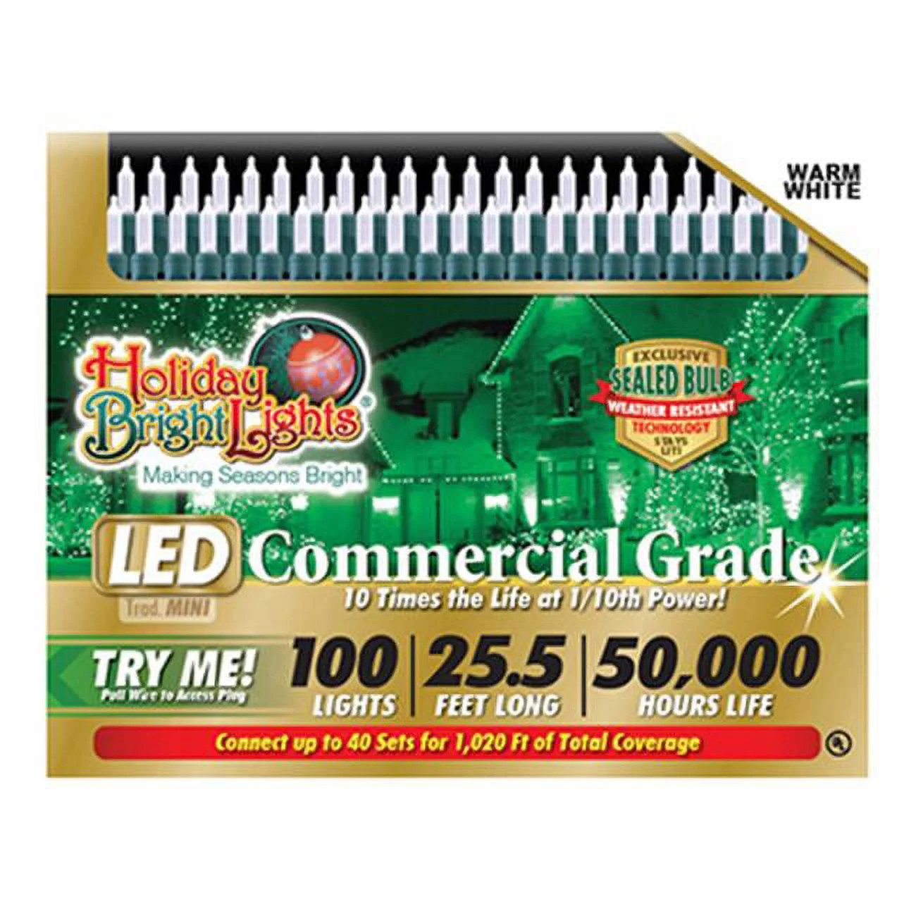 Holiday Bright Lights LEDBX-T5100-WW 100 Light T5 LED Light Set - Warm White | Walmart (US)