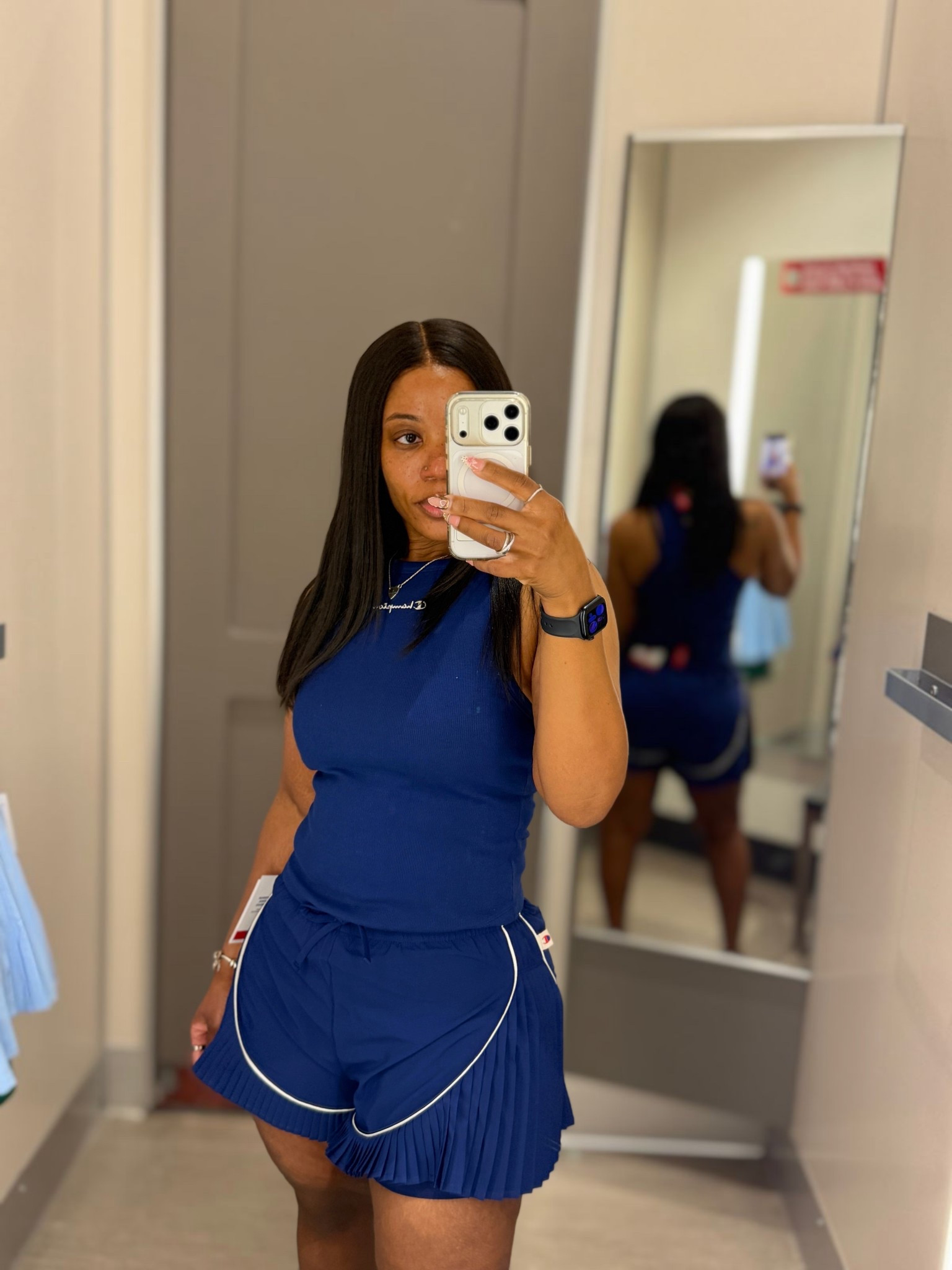 Absolutely love this outfit!! I am wearing a size small in the top and bottoms. The shorts are super comfy on and have compression shorts underneath. The pleats are really cute and flattering. Love the color also 

#LTKActive #LTKPetite #LTKU