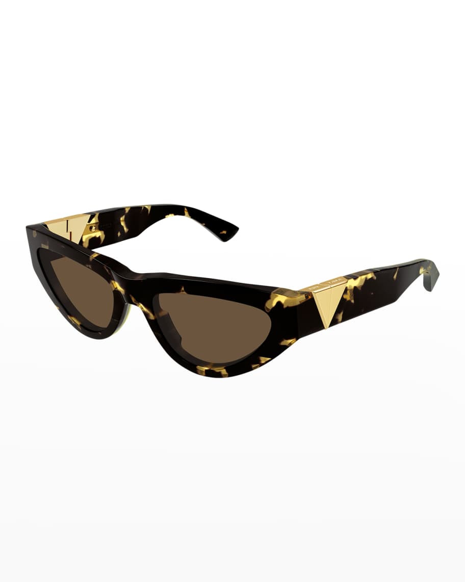 Bottega Veneta Inverted Triangle Acetate Cat-Eye Sunglasses | Neiman Marcus