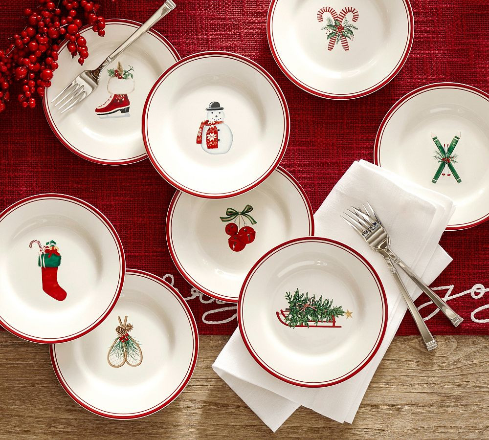 Holiday Classics Mixed Appetizer Plates - Set of 8 | Pottery Barn (US)