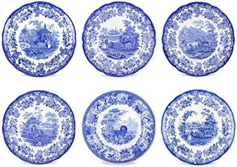 Spode Blue Room Zoological Plates, Set of 6 Assorted Motifs | Amazon (US)