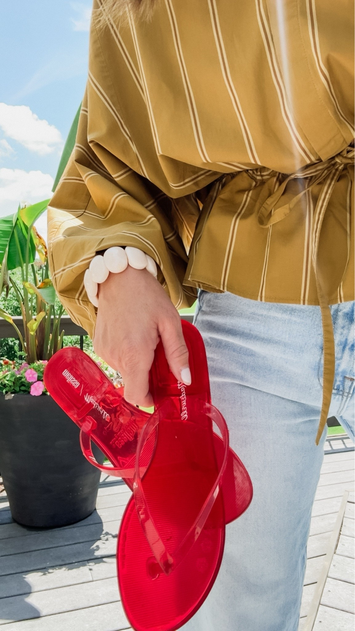 Red jelly flip flops. 
A fun Summer must. TTS

#LTKootd #LTKSeasonal