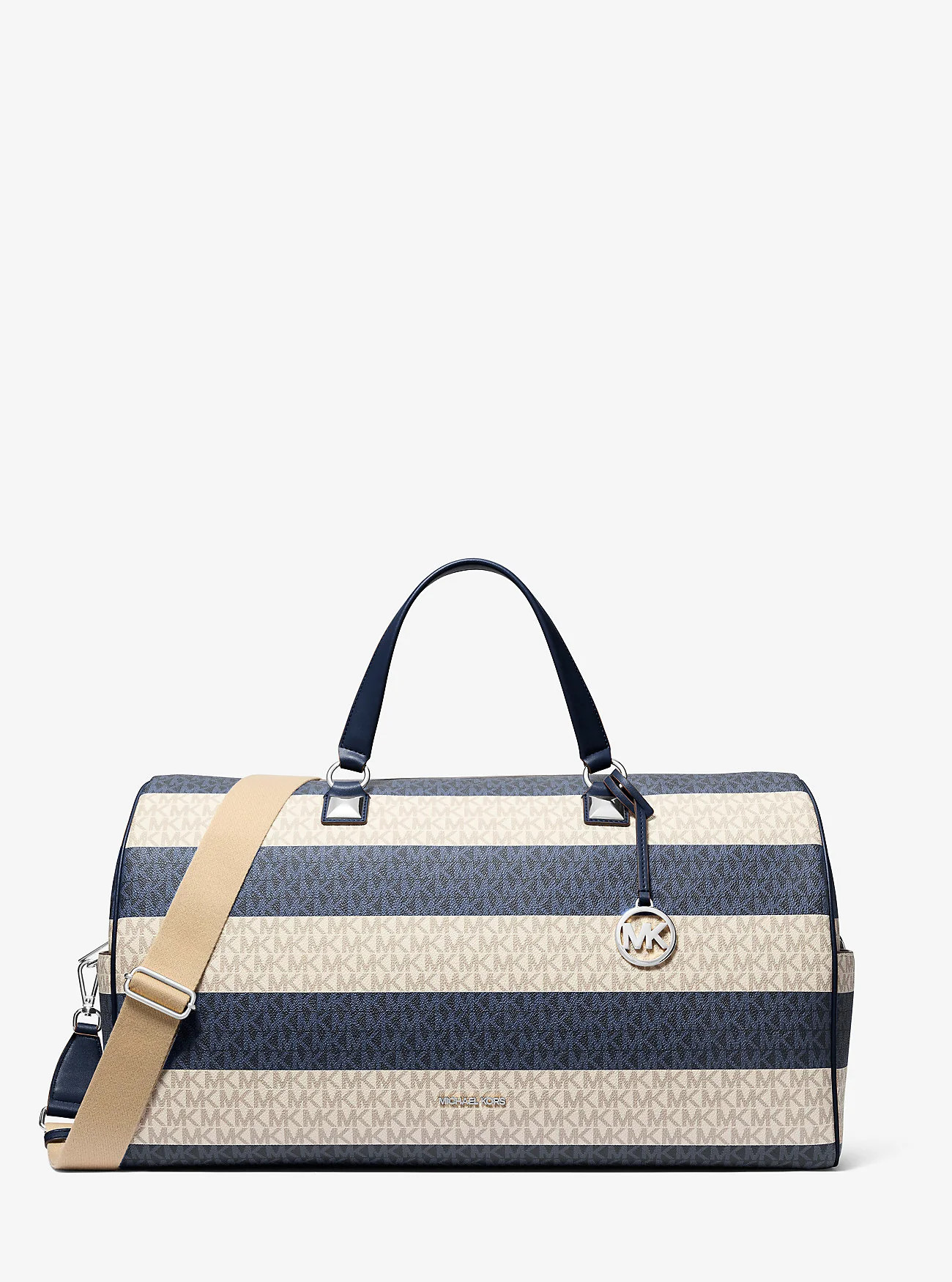 Grayson Extra-Large Striped Signature Logo Weekender Bag | Shop Simon
