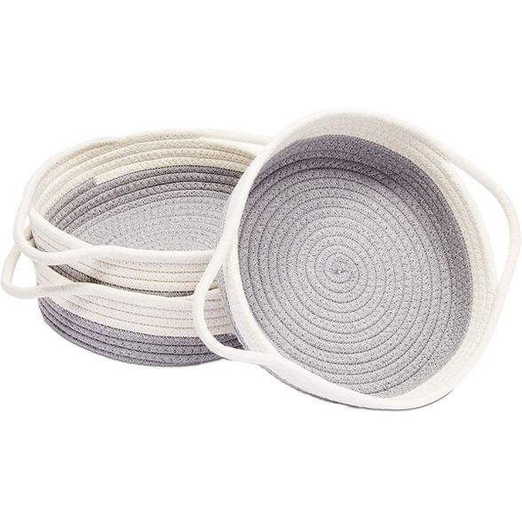 Juvale 3 Pack Gray Woven Cotton Rope Fruit Basket Set with Handles, 9.8 x 8.7 in | Target