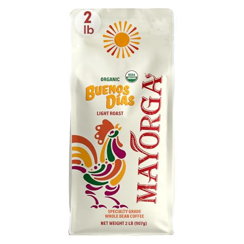 Mayorga Organic Coffee 2lb Buenos Dias - Light Roast Whole Bean Coffee Specialty Grade, 100% Arabica, Slow Roasted, Citrusy and Sweet Flavor with Low Acidity - USDA Organic, Non-GMO, Kosher | Amazon (US)
