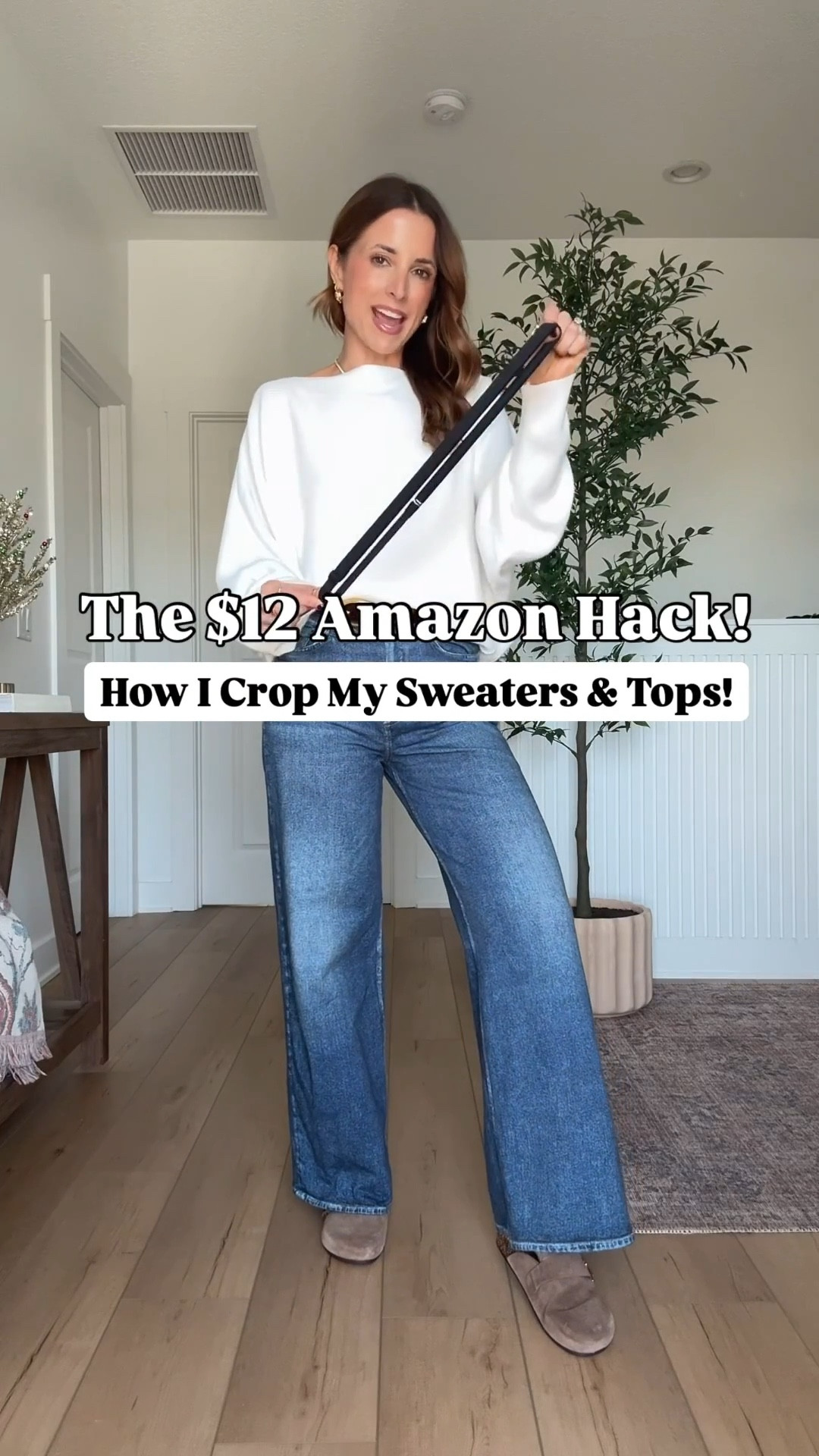 Change the look of your top with this stretchy, adjustable band. A great accessory for your favorite sweater! Adjustable and elastic, it allows you to crop any sweater or top!. Perfect for both casual and dressy looks. Size 23 in sweatpants jeans. I went up half a size in Tory Burch mules. Spring outfit. Winter outfit. 

#LTKgrwm #LTKmorningroutine #LTKootd