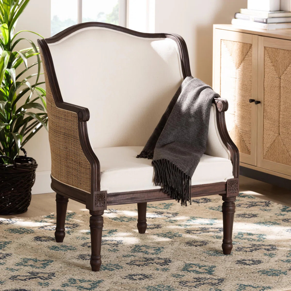Semiha Rattan and Bayur Wood Armchair | Wayfair North America