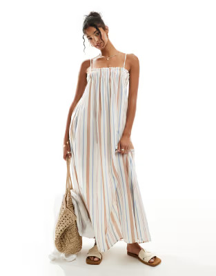 ASOS DESIGN trapeze beach dress in multi stripe | ASOS (Global)