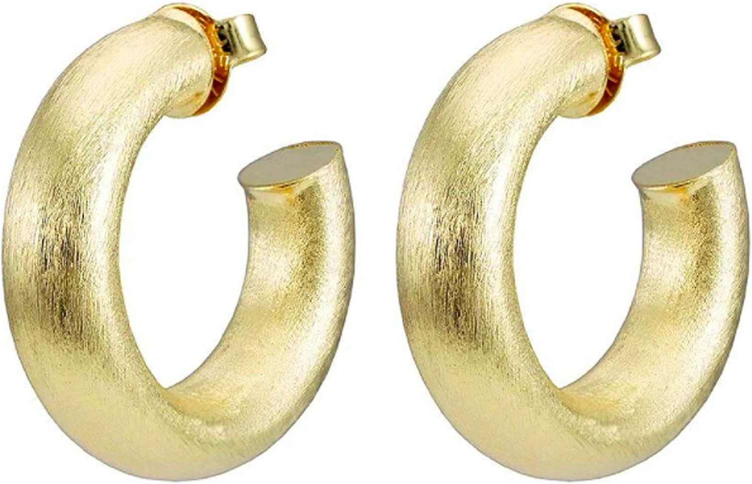 Sheila Fajl Small Chantal Thick Chunky Tube Lightweight Hoop Earrings for Women in Brushed 18k Gold Plated | Amazon (US)