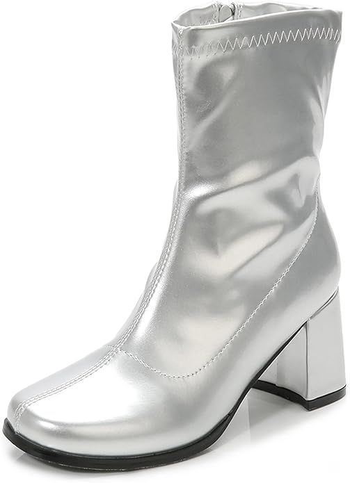 Women's Go Go Boots Mid Calf Block Heel Zipper Boot | Amazon (US)