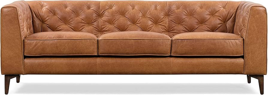 POLY & BARK Essex 89" Sofa in Full-Grain Pure-Aniline Italian Tanned Leather in Cognac Tan | Amazon (US)