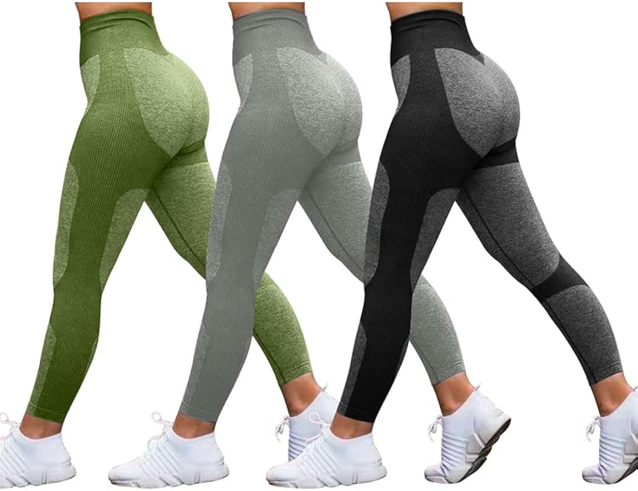 GXIN 3 Pieces for Women Seamless Yoga Athletic Pants Workout High Waist Running Tummy Control Spo... | Amazon (US)