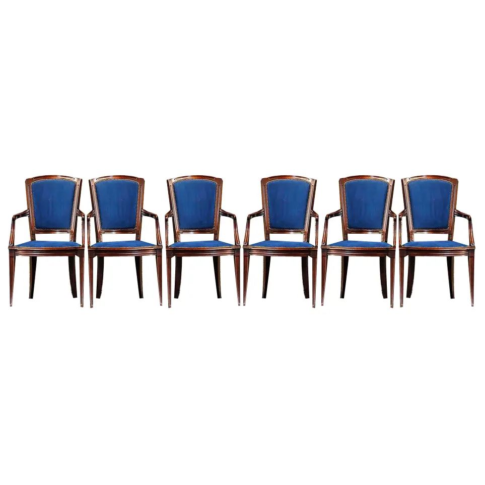 Dining Chairs in Blue Velvet, 1961, Set of 2 | Chairish