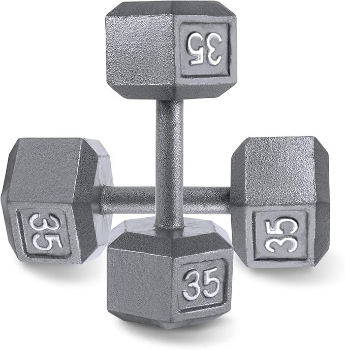 WF Athletic Supply Cast Iron Solid Hexagon Gray/Black Dumbbells, Strength Training Free Weights S... | Amazon (US)