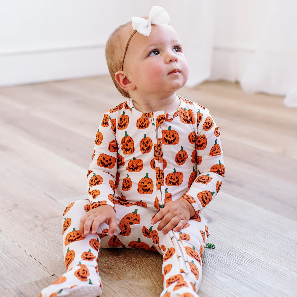 Jack O'Lantern Footed Onesie | Little Pajama Co.