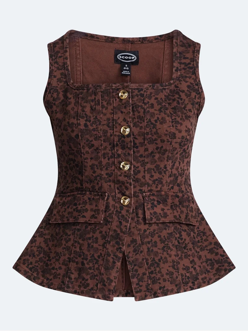 Scoop Women's and Women's Plus Denim Corset Top, Sizes XS-4X | Walmart (US)
