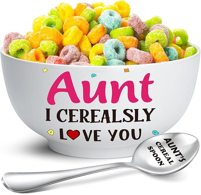 Aunt Gifts for Mothers Day,Birthday,Best Aunt Ever Gifts,Funny Cereal Bowl and Cereal Killer Spoo... | Amazon (US)
